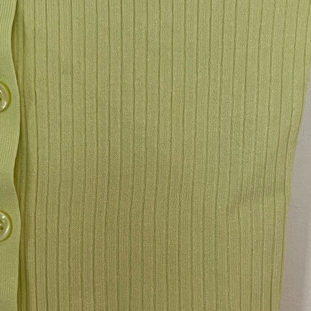 Zara Women Yellow Green Ribbed Knit Dress w/ Crop Button Down Top Cardigan Small - Picture 14 of 17